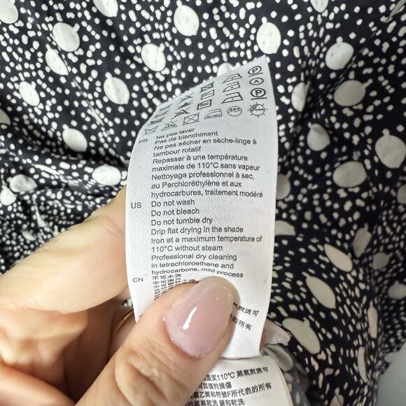 Sandro Roxane Dress Womens (EU) 38 Mini Long Sleeve Patterned Polka Dots V-Neck - Picture 10 of 13